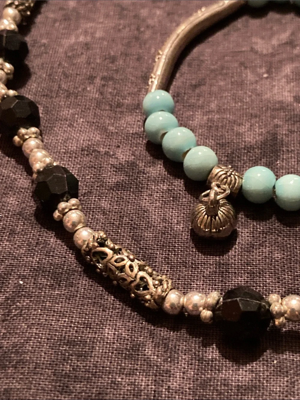 Beaded Necklace, Bracelet & Earring Set — Silver Accents Boho Style